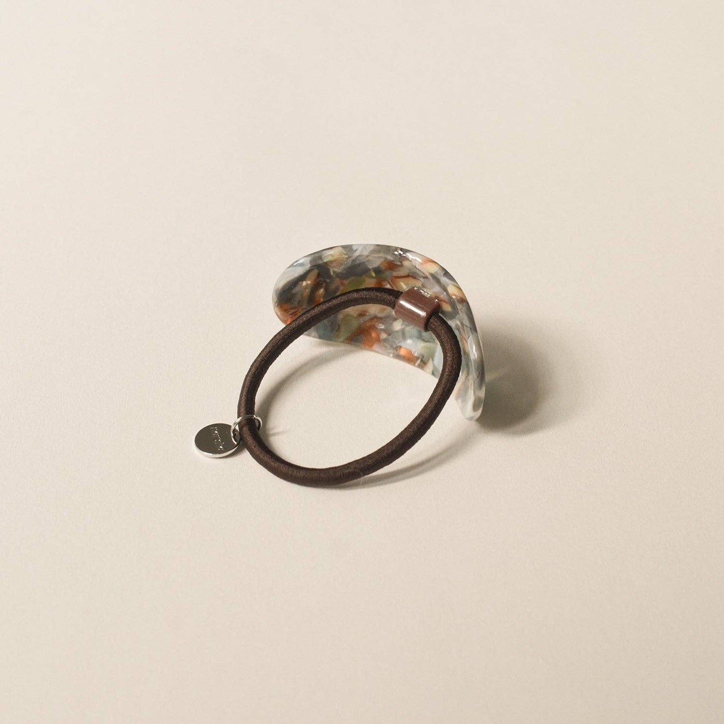 Curved Oval Resin Ponytail Hair Tie | Blue Marble