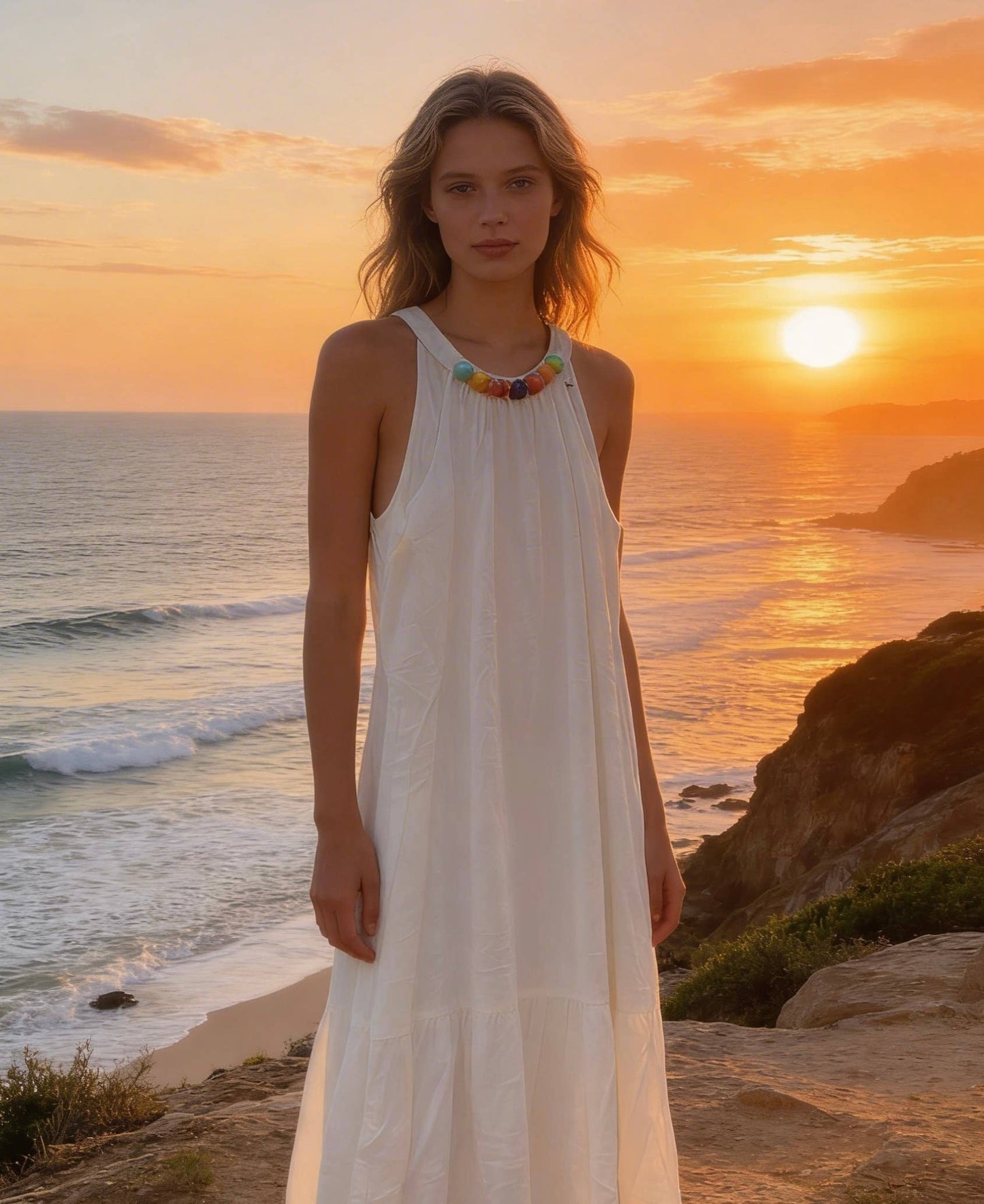 Beige Linen Long Dress | Boho House