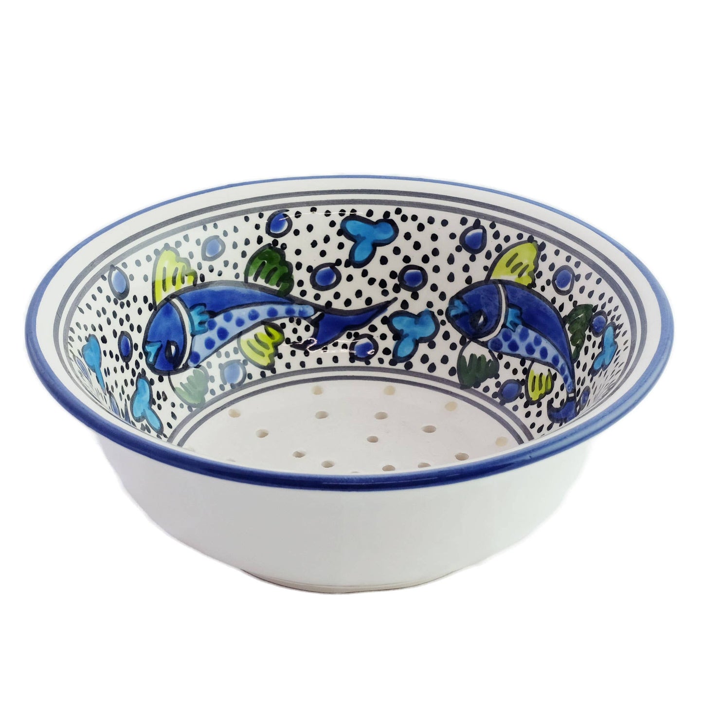Small Ceramic Berry Bowl Strainer | Fish