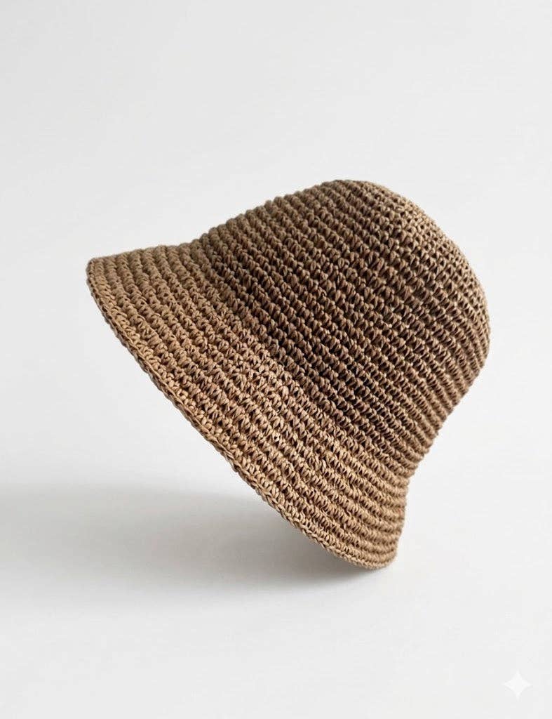Foldable Raffia Bucket Hat | Beige