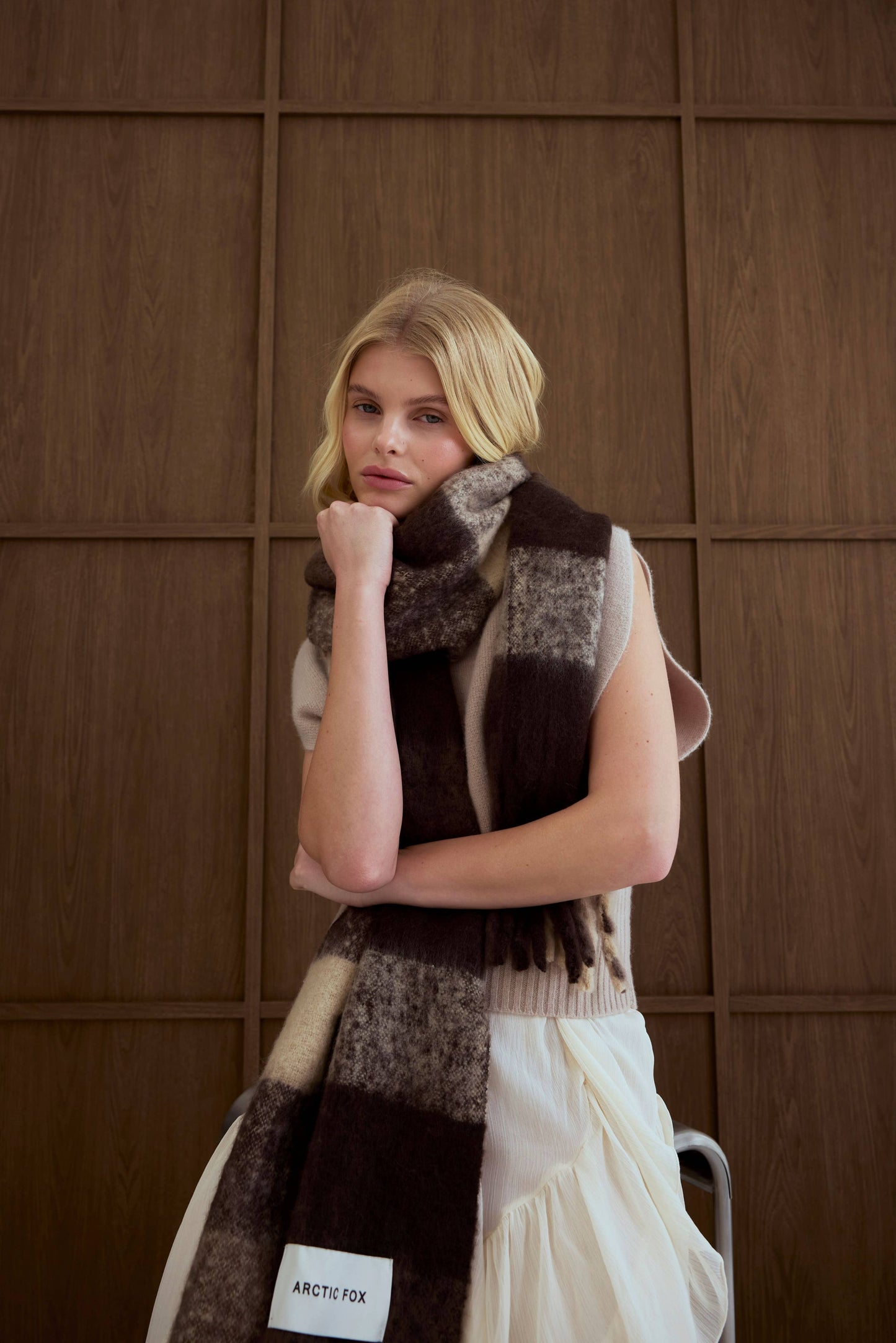 Ultra Soft Recycled Scarf | Brown Check