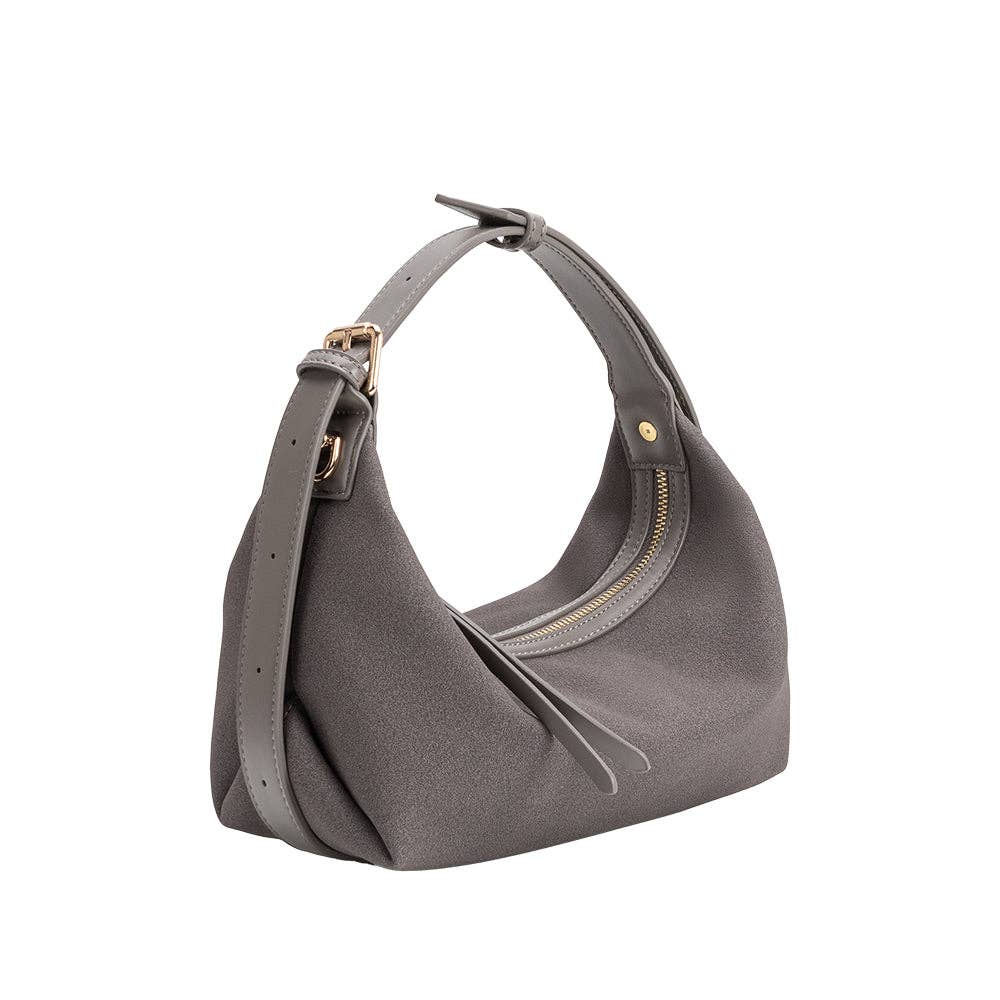 Recycled Vegan Suede Top Handle Bag | Gray