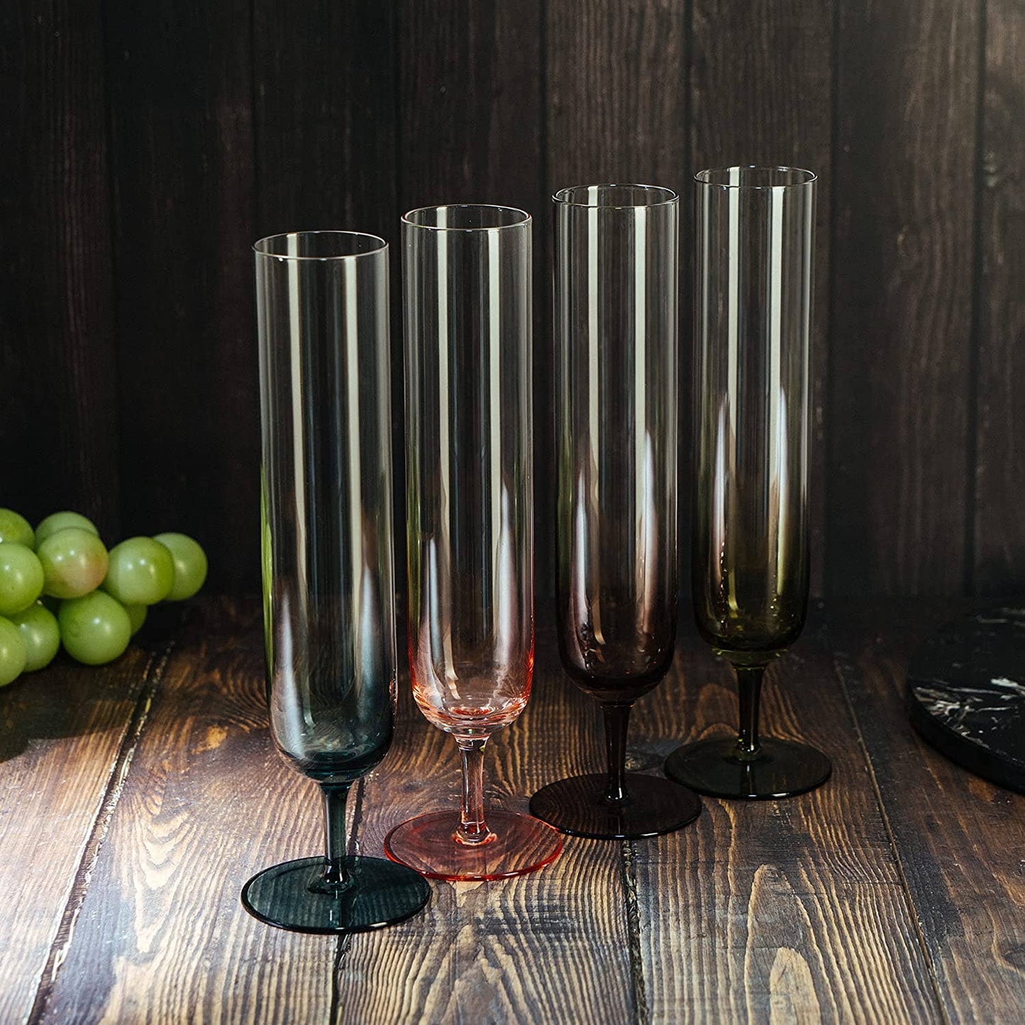 Fluted Champagne Glasses | Set of 4 | Muted