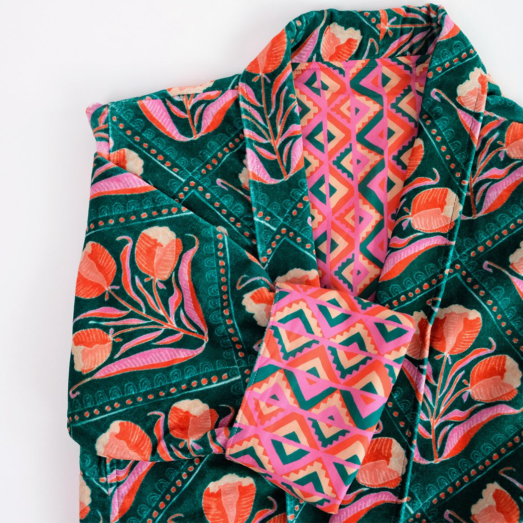 Velvet + Cotton Robe | One Size | Reversible Duster