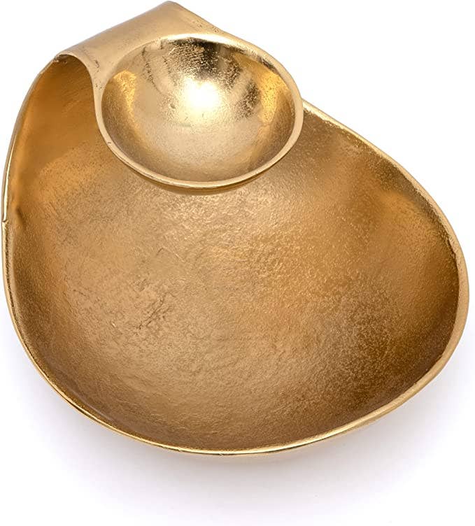 Chip & Dip Serving Bowl | Gold Brass Tiered
