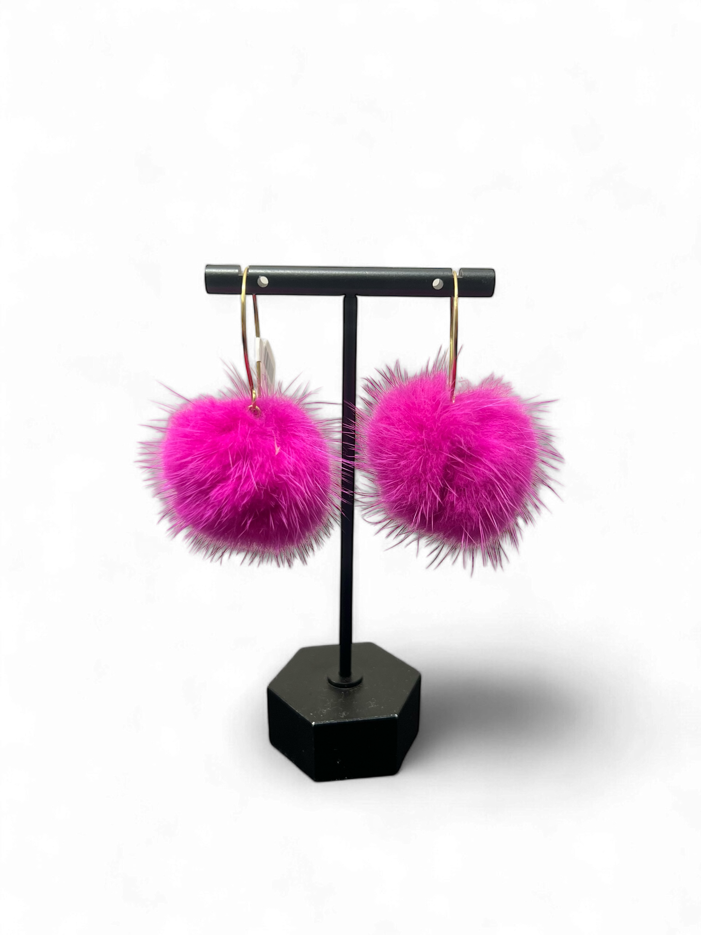 Handmade Mink Pom Earrings