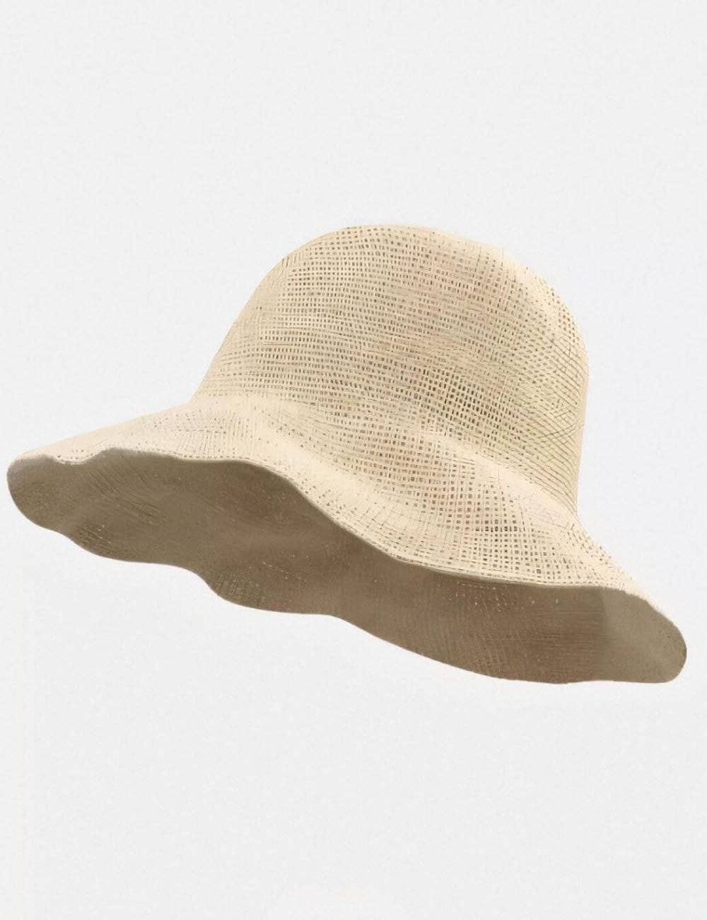 Foldable Raffia Bucket Hat | Wide Brim | Khaki