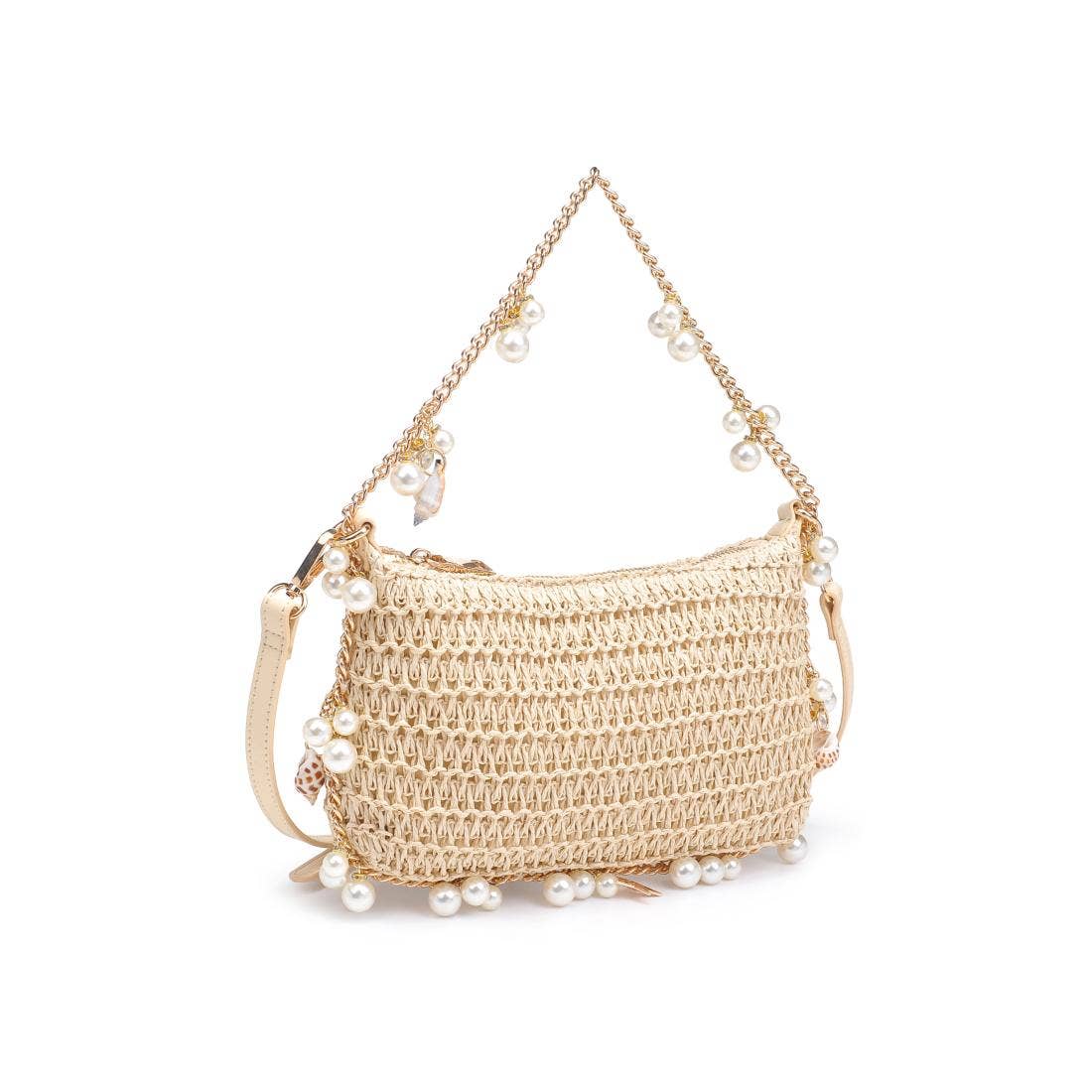 Embellished Raffia + Shell Handbag | Chocolate