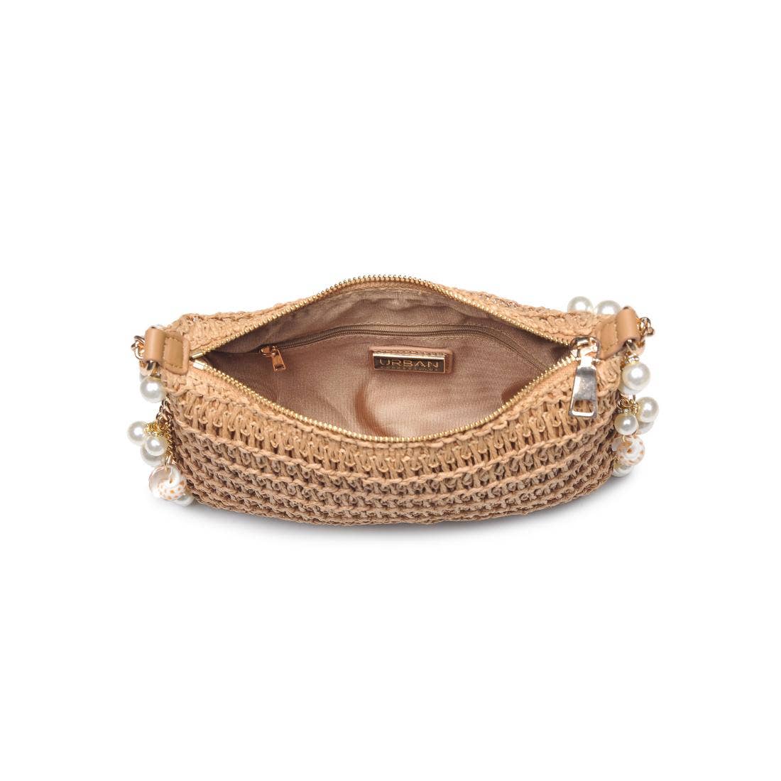 Shell Charm Raffia Handbag | Natural