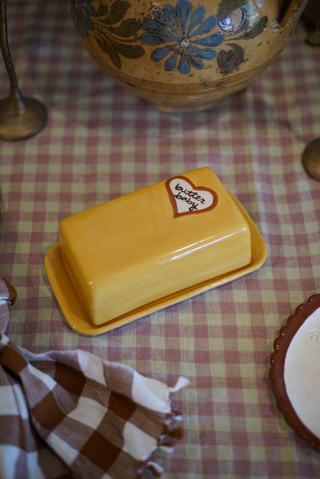 Hand Painted “Butter Baby” Dish | European Butter Dish
