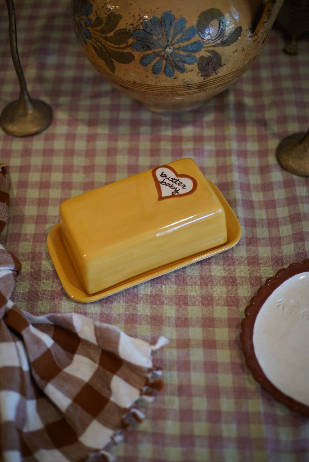 Hand Painted “Butter Baby” Dish | European Butter Dish
