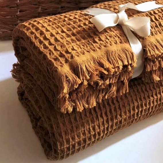 Turkish Cotton Blanket | Mustard