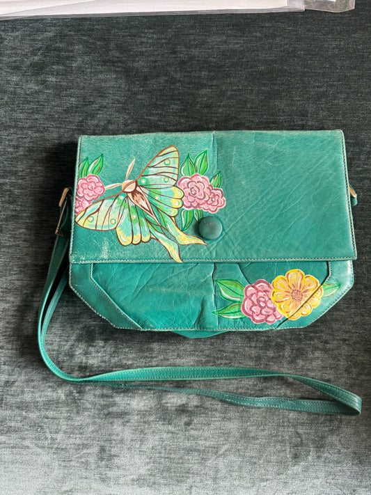 Hand Painted Crossbody Bag | Moth & Floral
