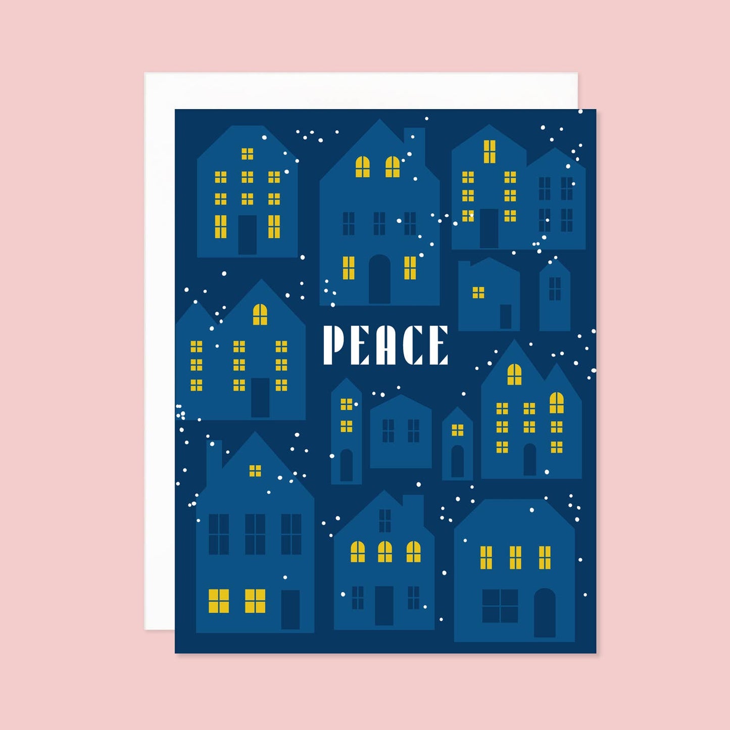 Snowy Village Peace Holiday Card