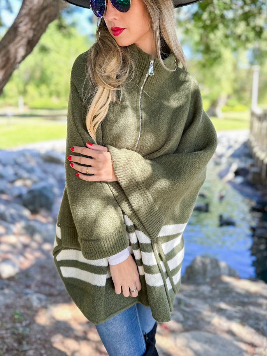 Zip-Up Cardigan | Olive