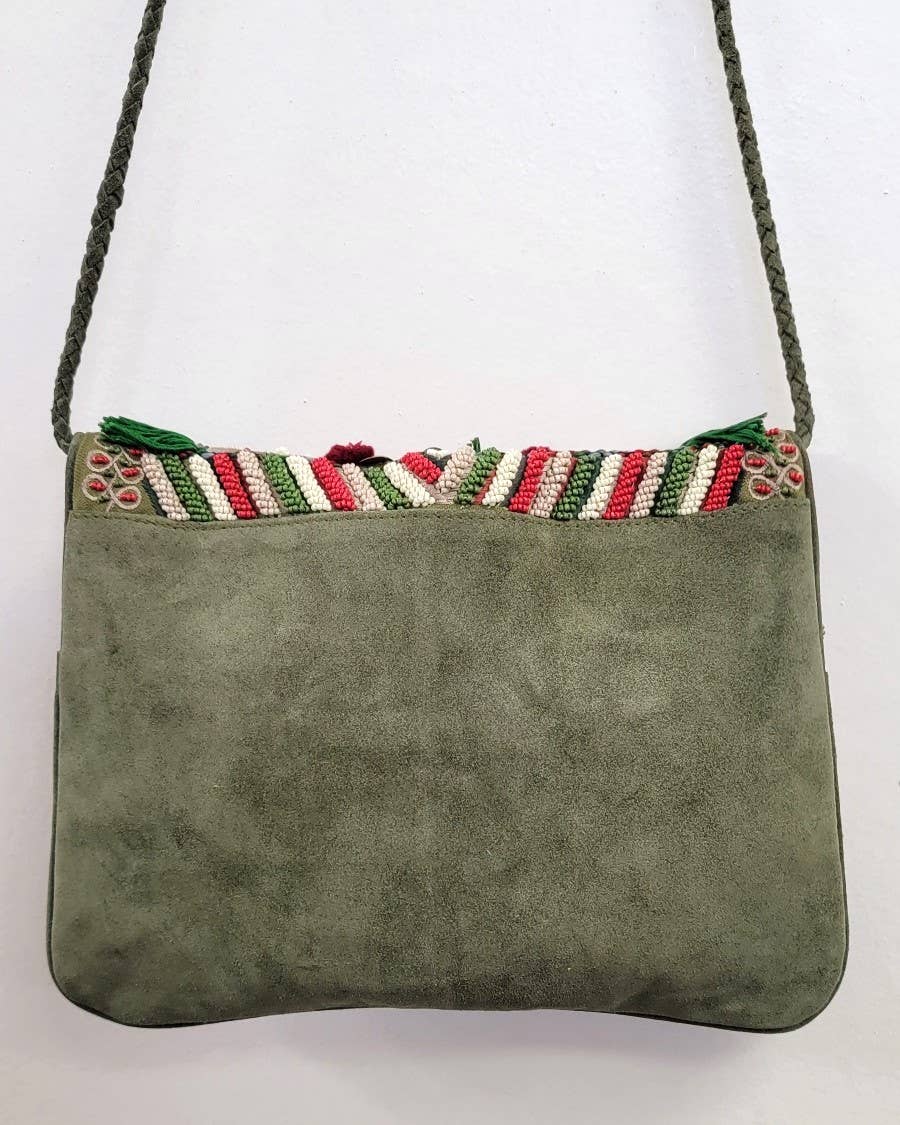 Boho Leather Crossbody Clutch Bag