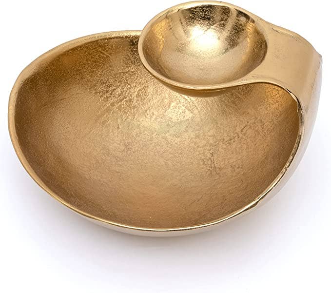 Chip & Dip Serving Bowl | Gold Brass Tiered