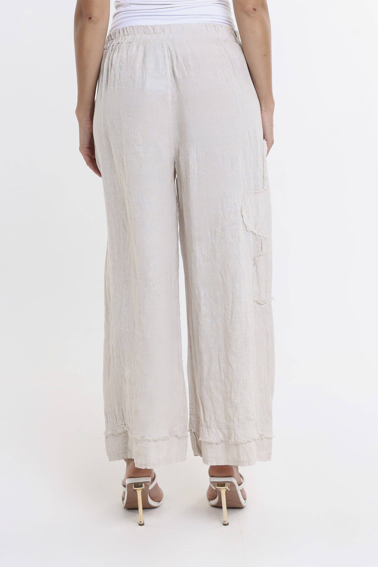 Raw Edge Linen Pant | Black