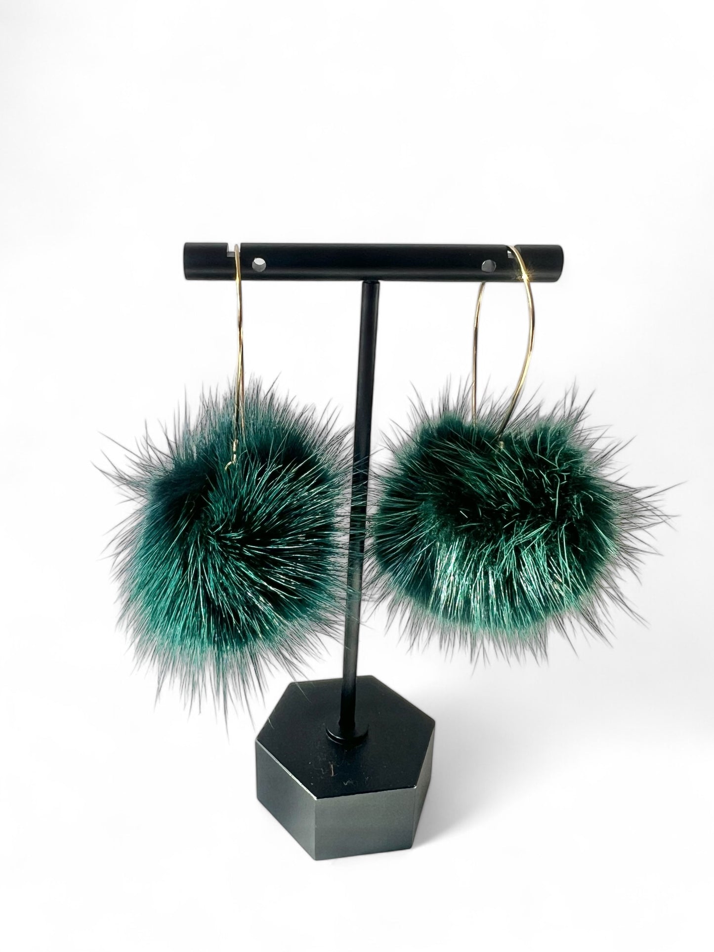 Handmade Mink Pom Earrings