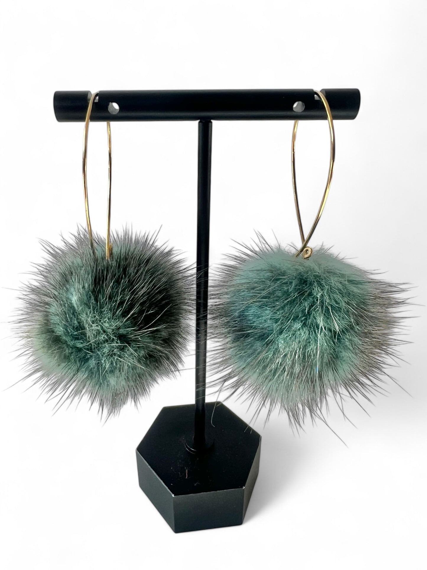 Handmade Mink Pom Earrings