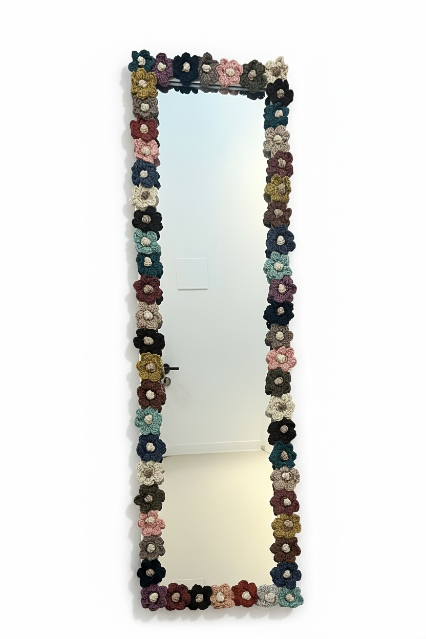 Handmade Crochet Flower Wall Mirror