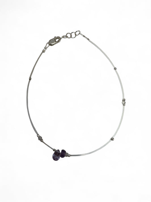 Handmade Bracelet |Tear Drop + Round Amethyst