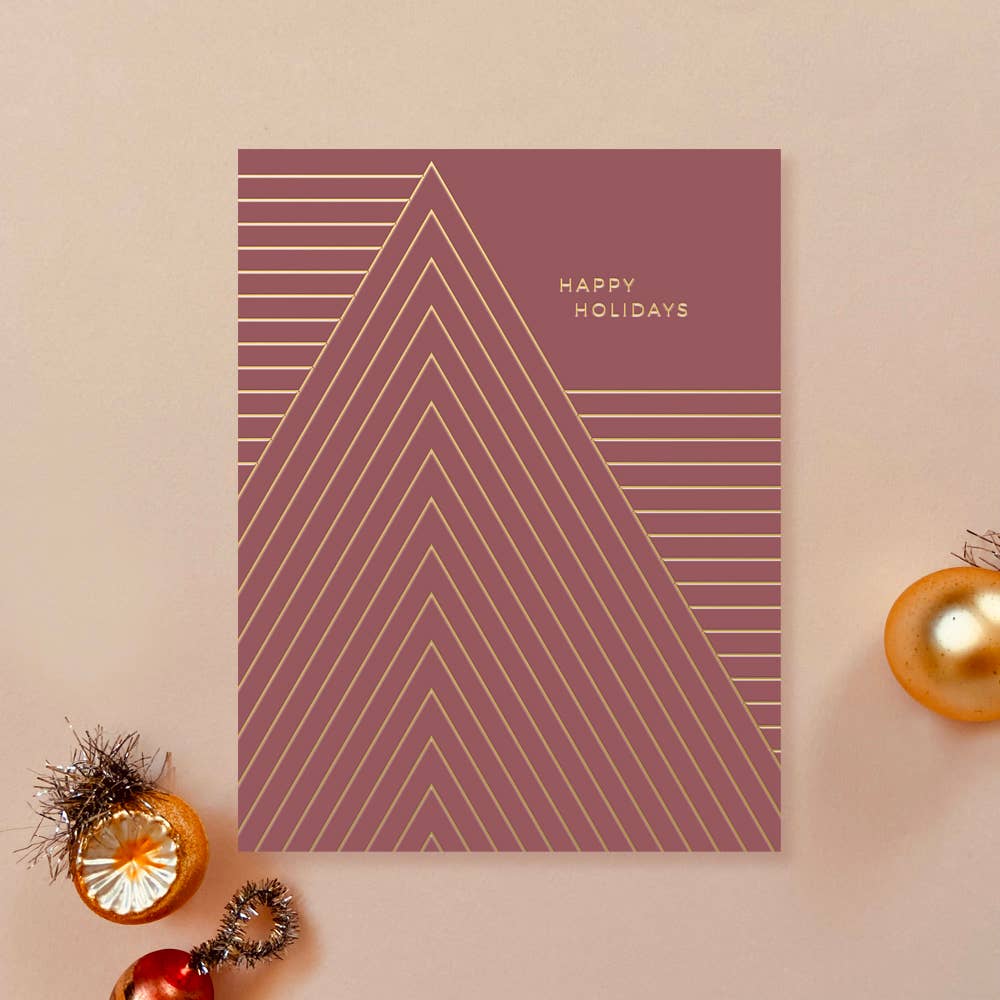 Abstract Trees Happy Holidays Foil Greeting Card