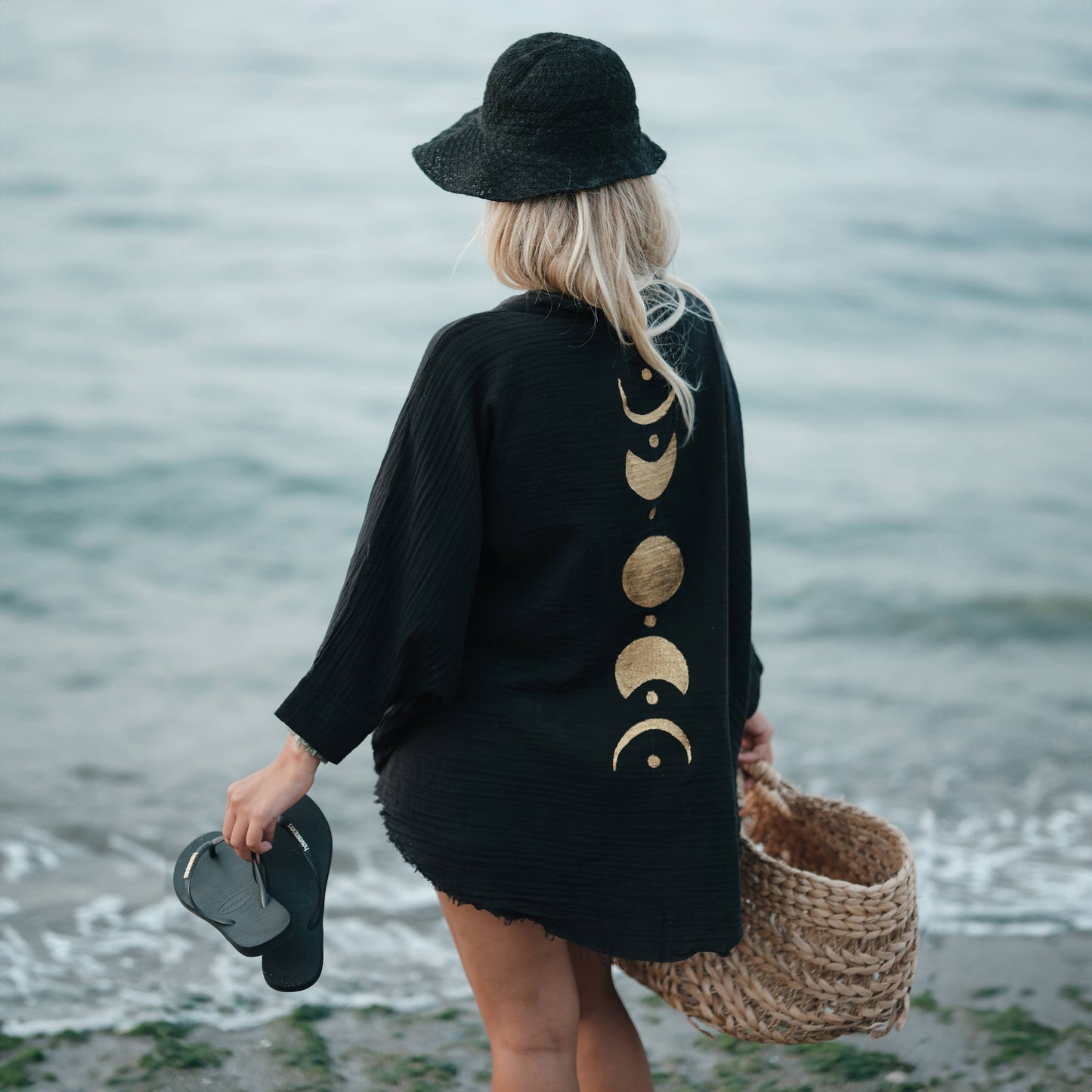 Kimono | Moon Phases | Black + Gold