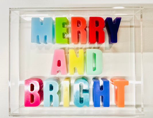 Resin and Acrylic "Merry And Bright" Sign, 8 x 10, Multi-color (CIR011)