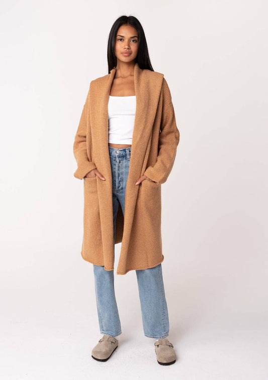 Oversized Hooded Cardigan | 
Camel