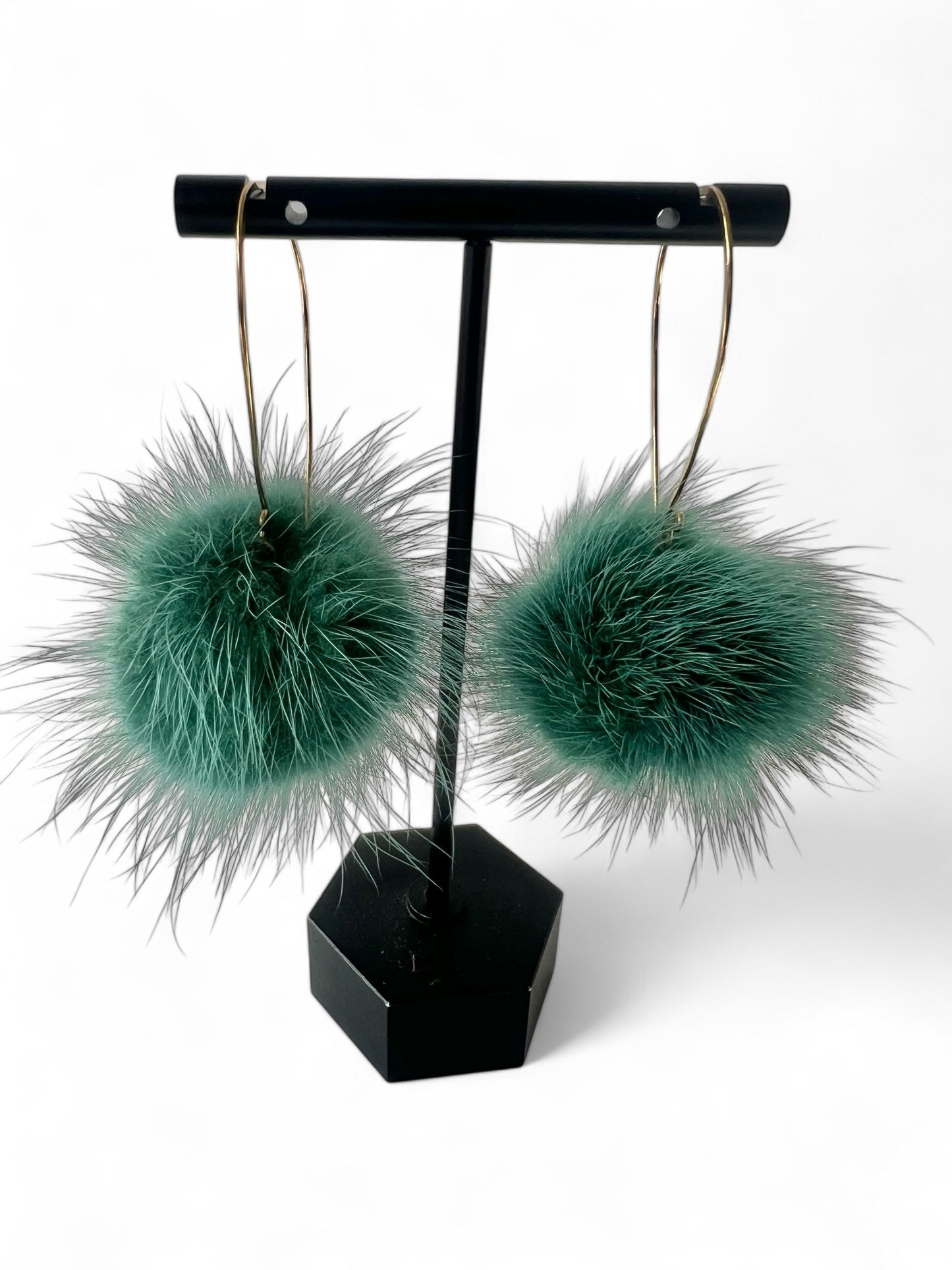 Handmade Mink Pom Earrings