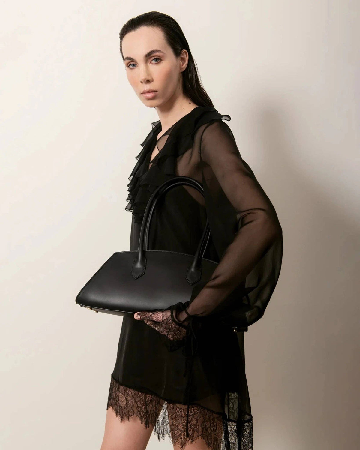 Italian Leather Baguette Bag