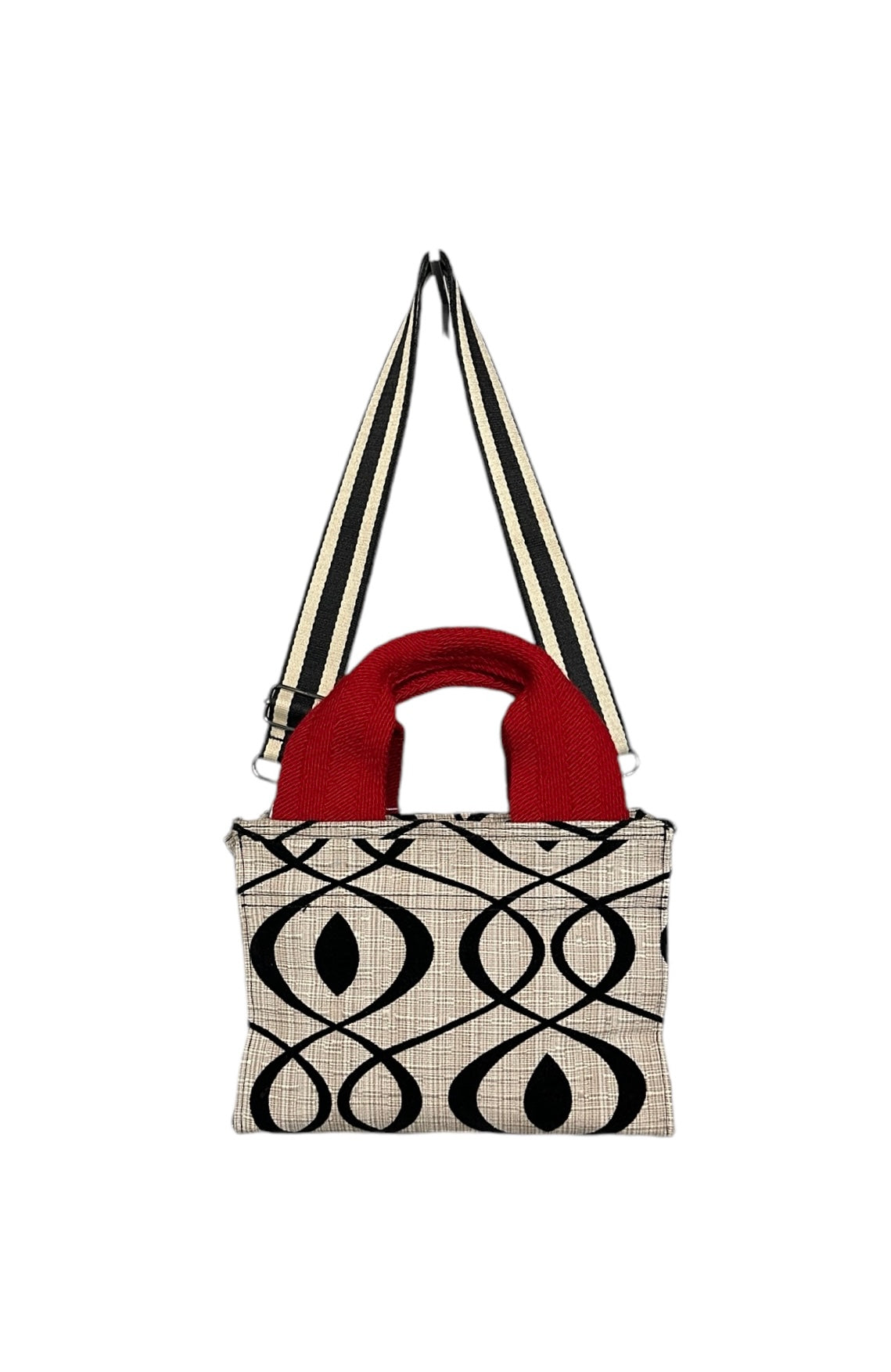 Small Tote Bag | Cream Swirl Red