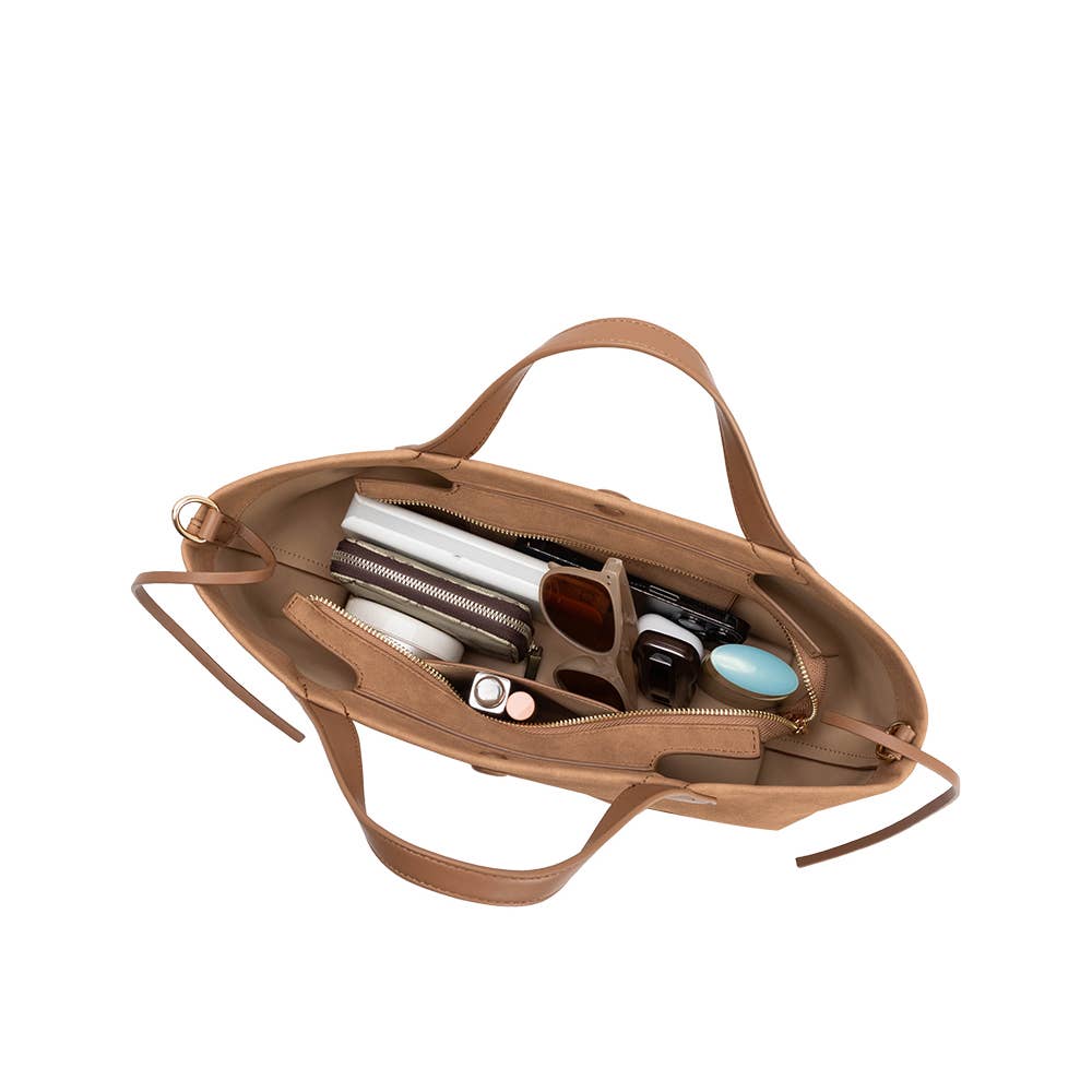 Recycled Vegan Suede Tote Bag | Chocolate