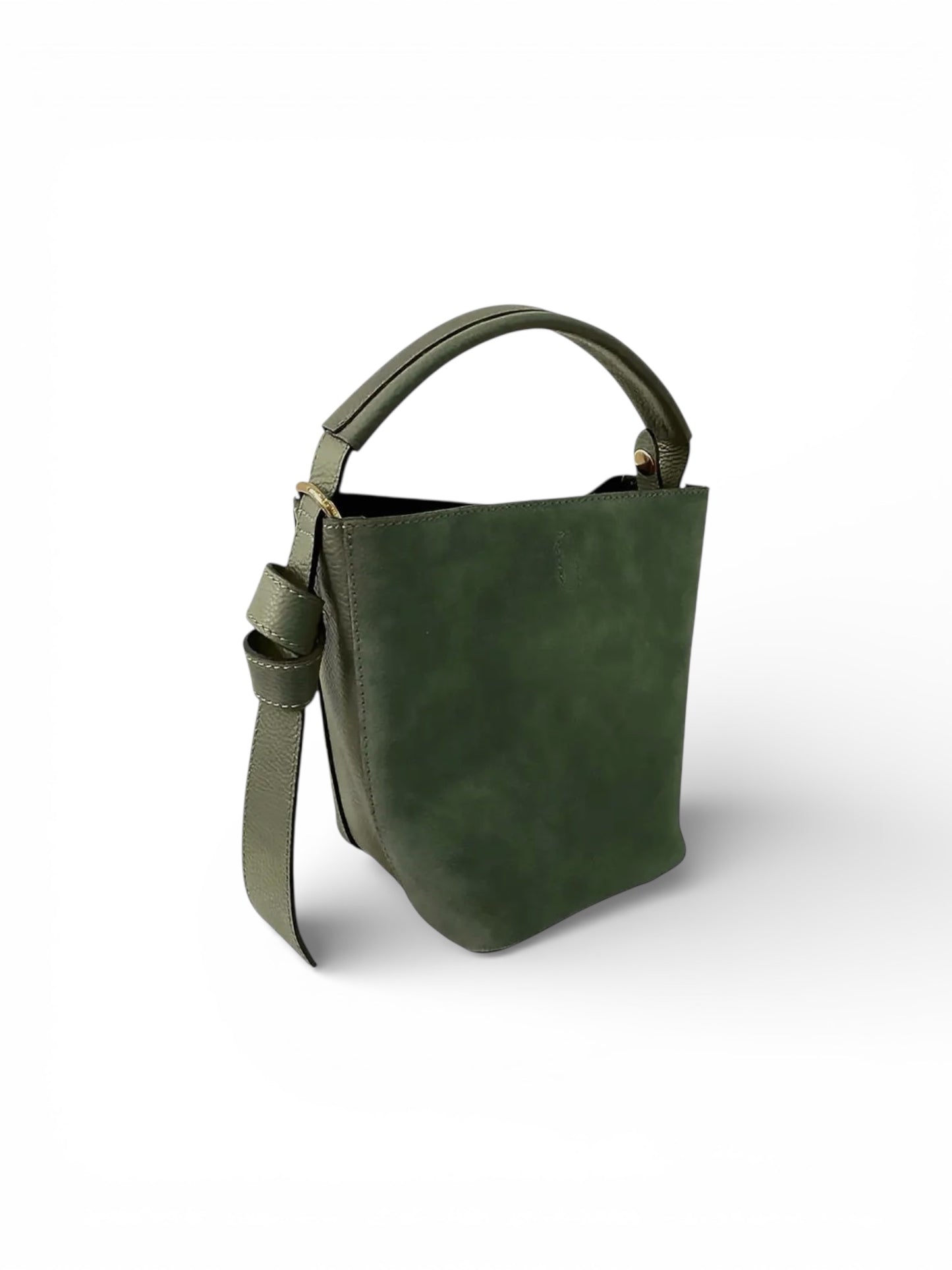 Italian Suede Convertible Handbag | Khaki