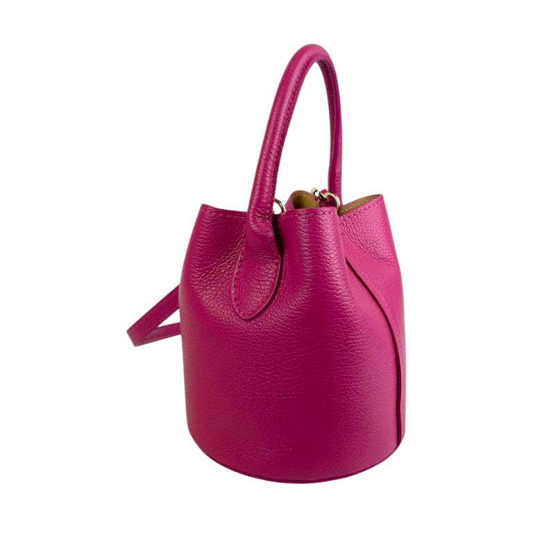 Italian Leather Bucket Handbag |  Electric Blue