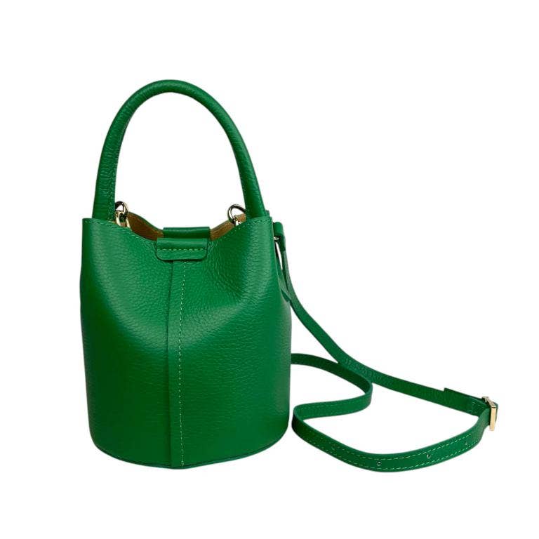 Italian Leather Bucket Handbag |  Electric Blue