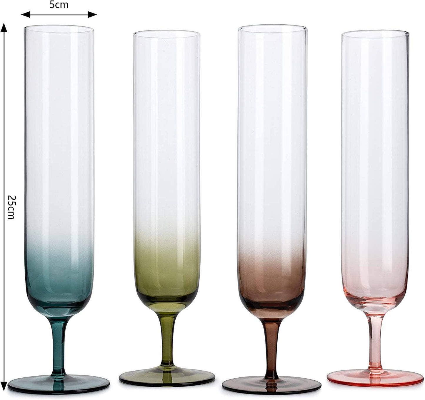 Fluted Champagne Glasses | Set of 4 | Muted