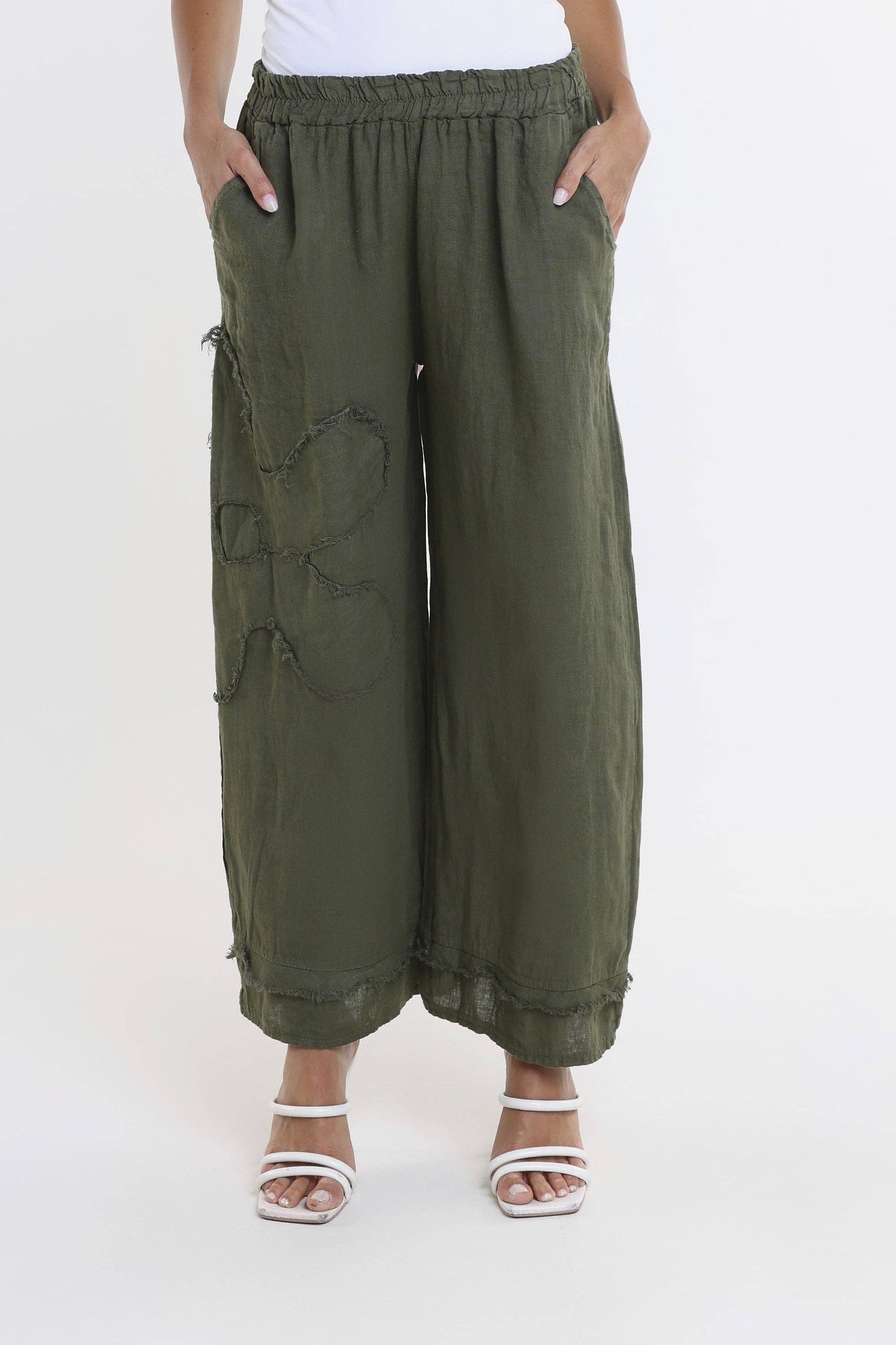 Raw Edge Linen Pant | Black