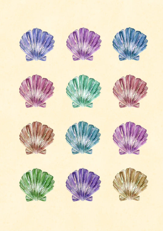 Print | Colorful Watercolor Shells