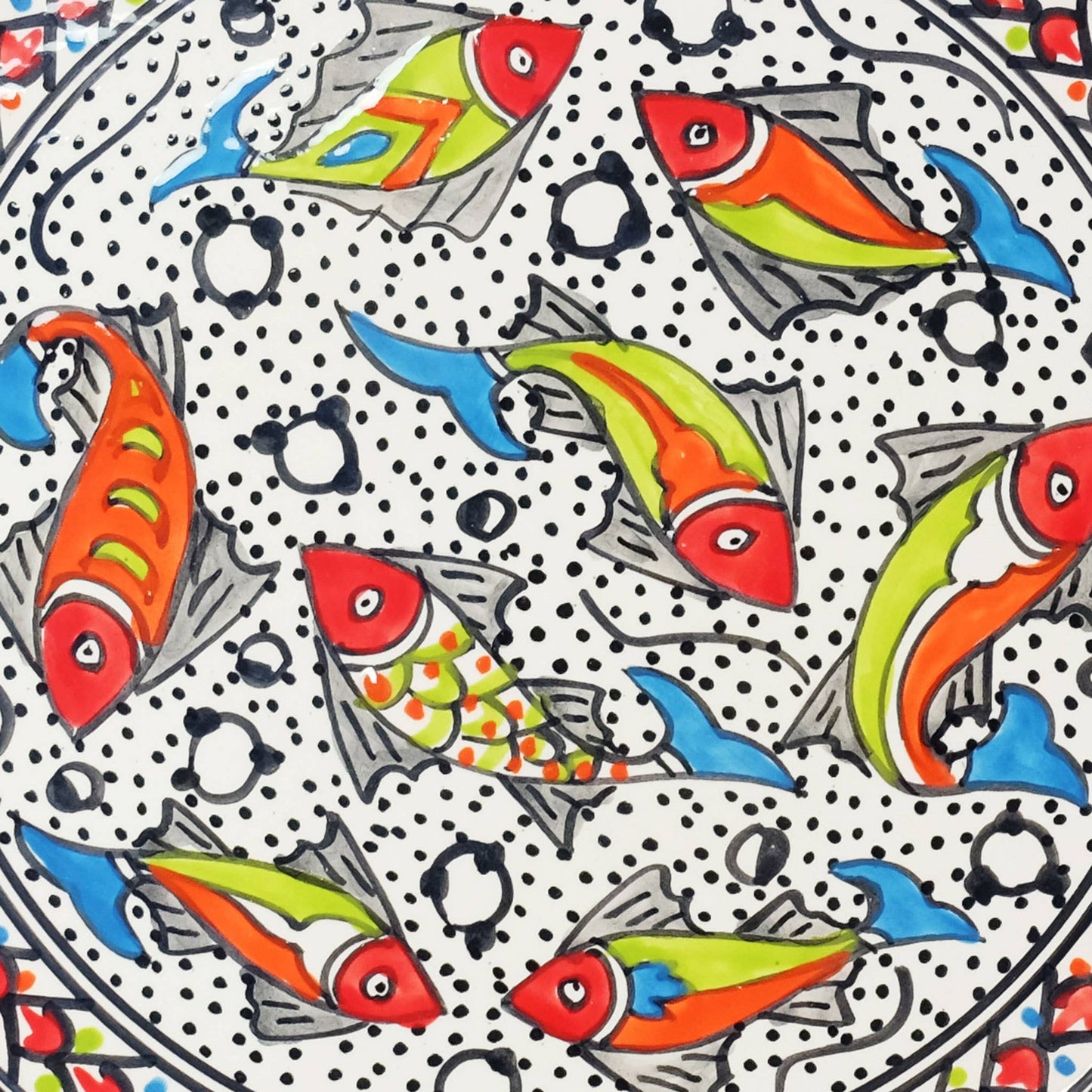Hand Painted Ceramic Tapas Chip and Dip Server
