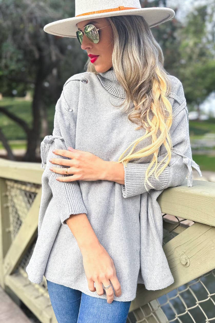 Sweater | Lace Up | Gray