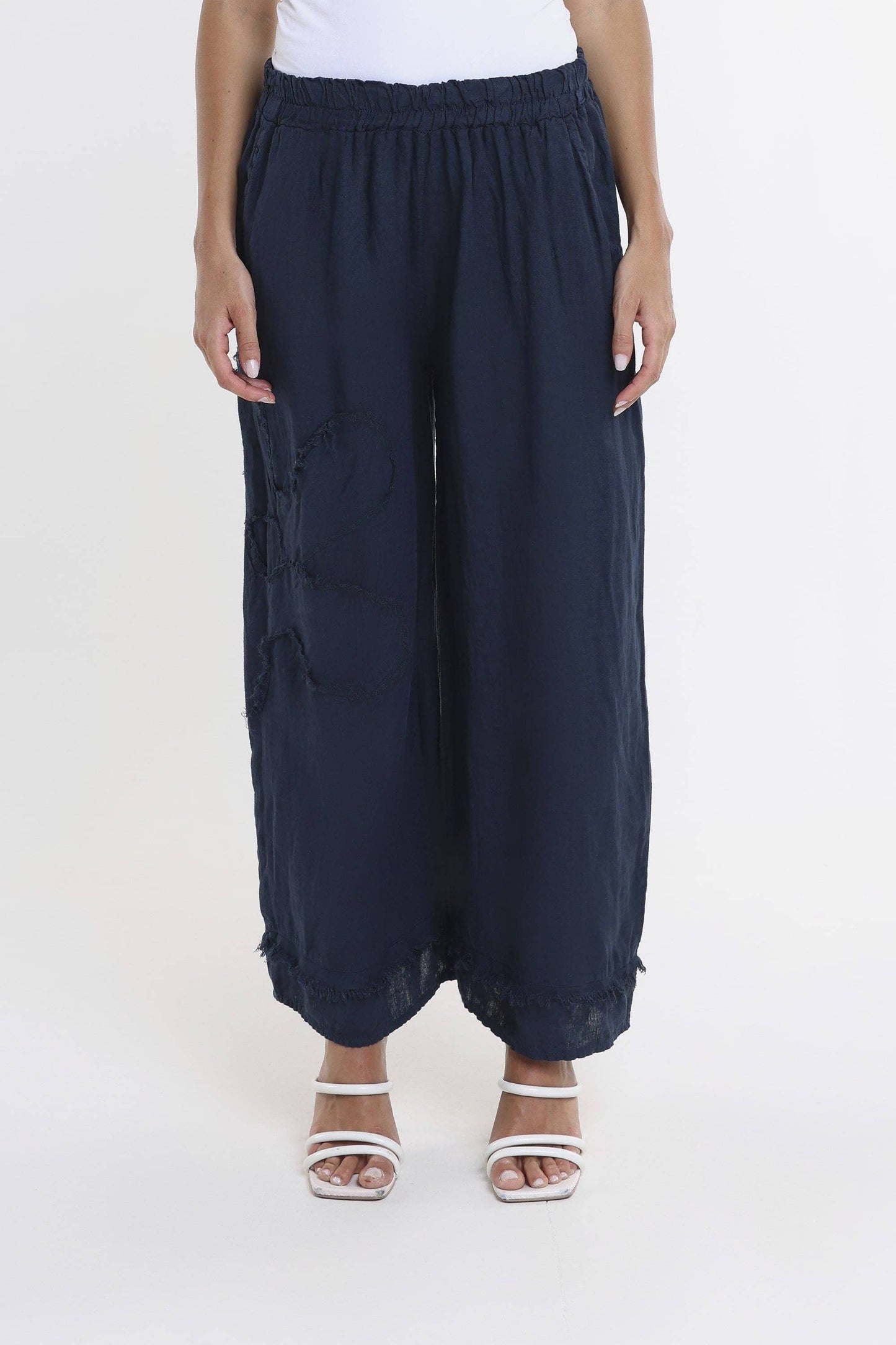 Raw Edge Linen Pant | Black