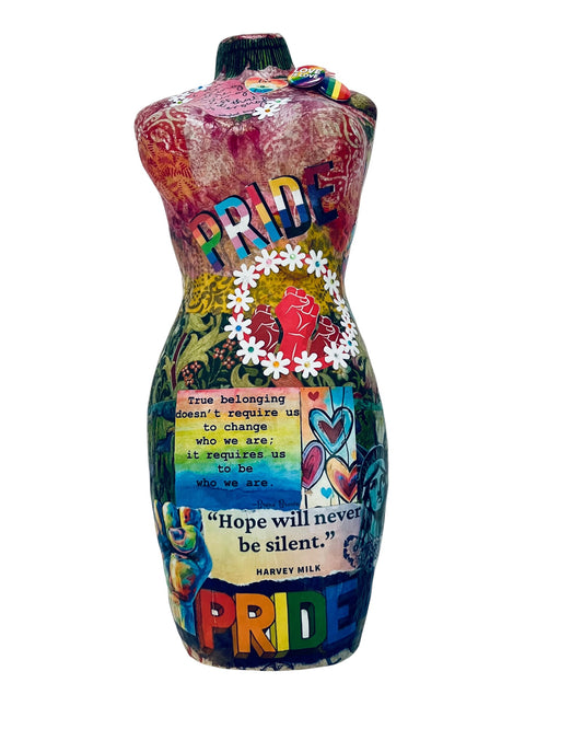 True Belonging | Paper Mache Statue with Paper Collage