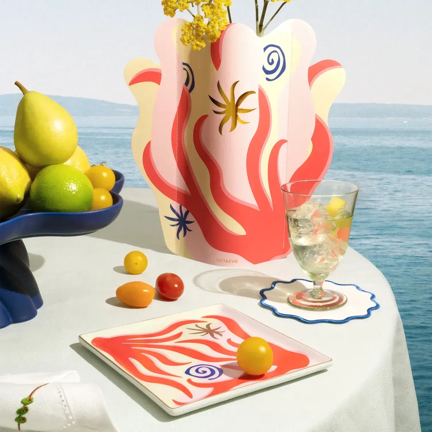 Paper Vase Amalfi Red, Flower Vase & Card Set