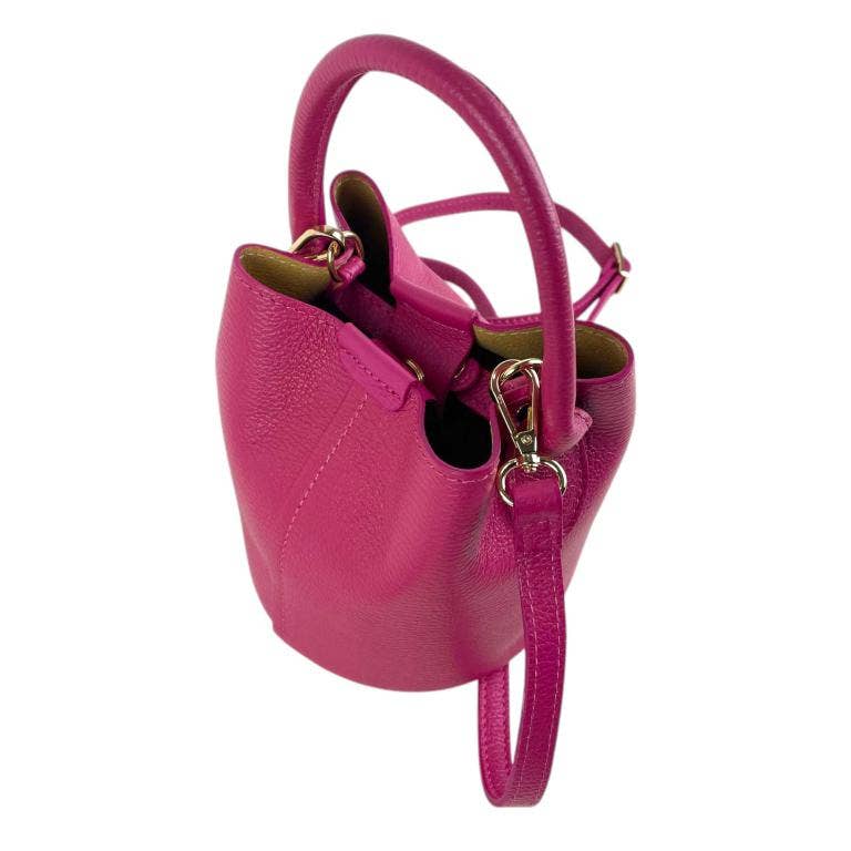 Italian Leather Bucket Handbag |  Electric Blue