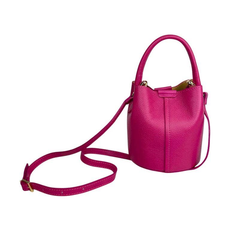 Italian Leather Bucket Handbag |  Electric Blue