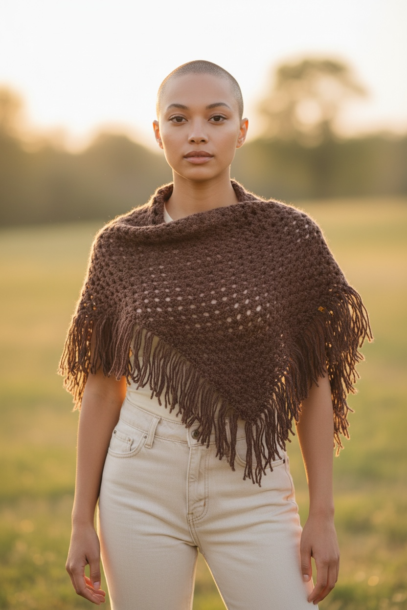 Handmade Wool Crochet Handkerchief Scarf | Plum