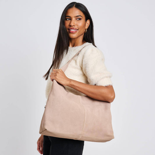 Genuine Suede Leather Hobo |Natural