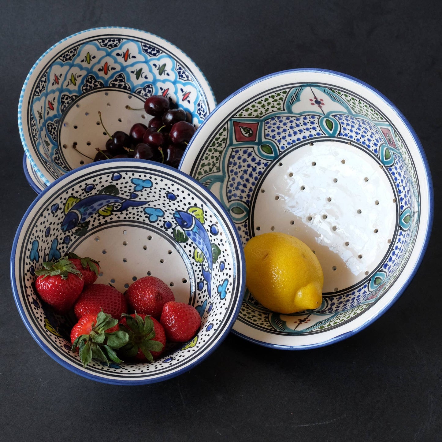 Small Ceramic Berry Bowl Strainer | Mosaic